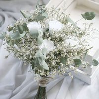 Dried Flower Wedding Bouquet ELEGANT WHITE GREEN