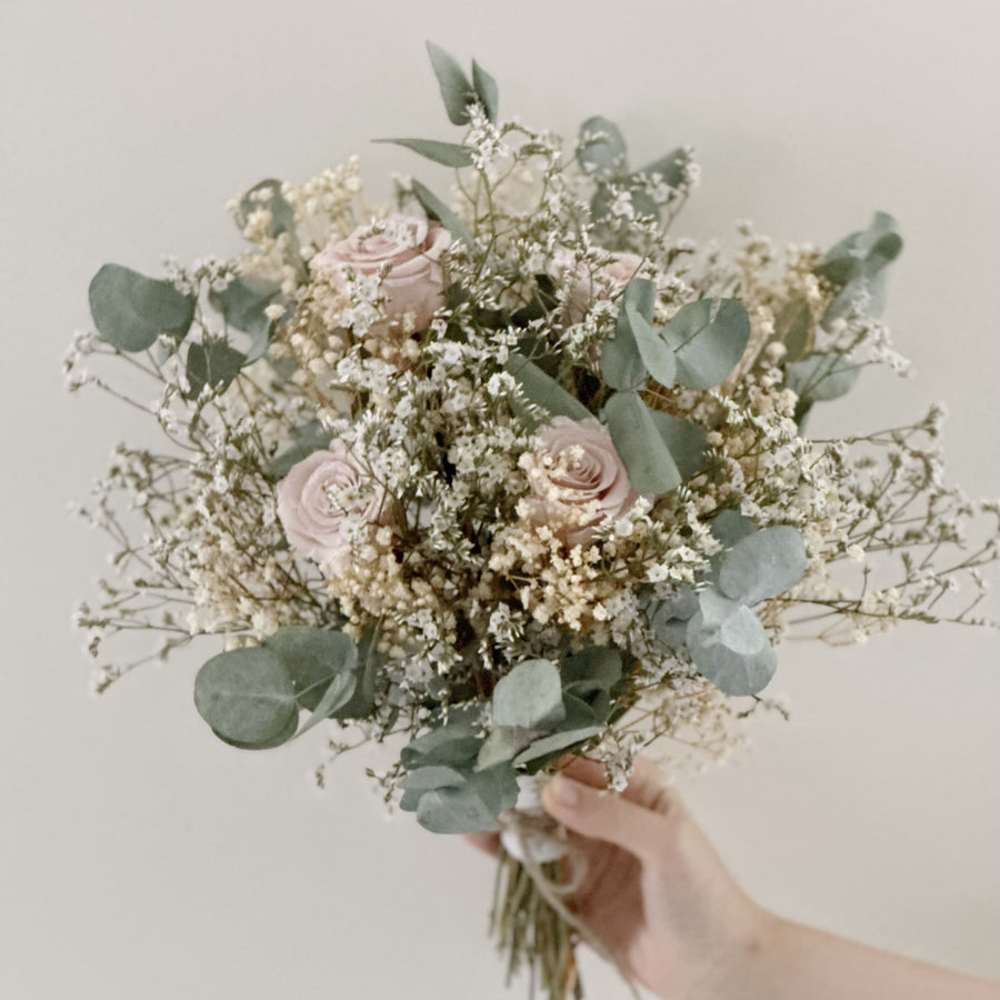 Dried Flower Wedding Bouquet ELEGANT CHAMPAGNE PINK ROSE