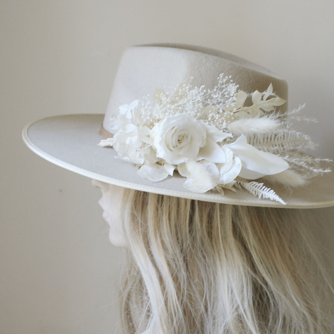Boho Flower Hat Pin WHITE ROSE