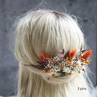 Dried Flower Hair Pins TERRACOTTA AUTUMN