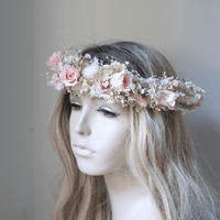 Romantic Preserved Rose Flower Crown PINK CHAMPAGNE